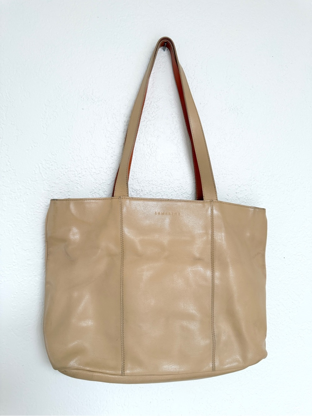 LAMARTHE PARIS beige leather tote with double straps